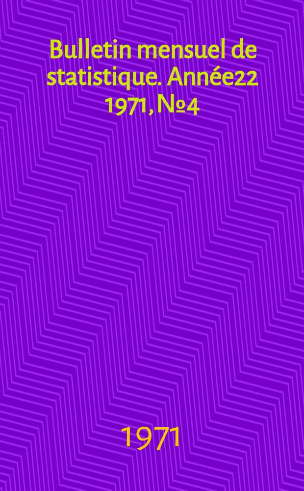 Bulletin mensuel de statistique. Année22 1971, №4