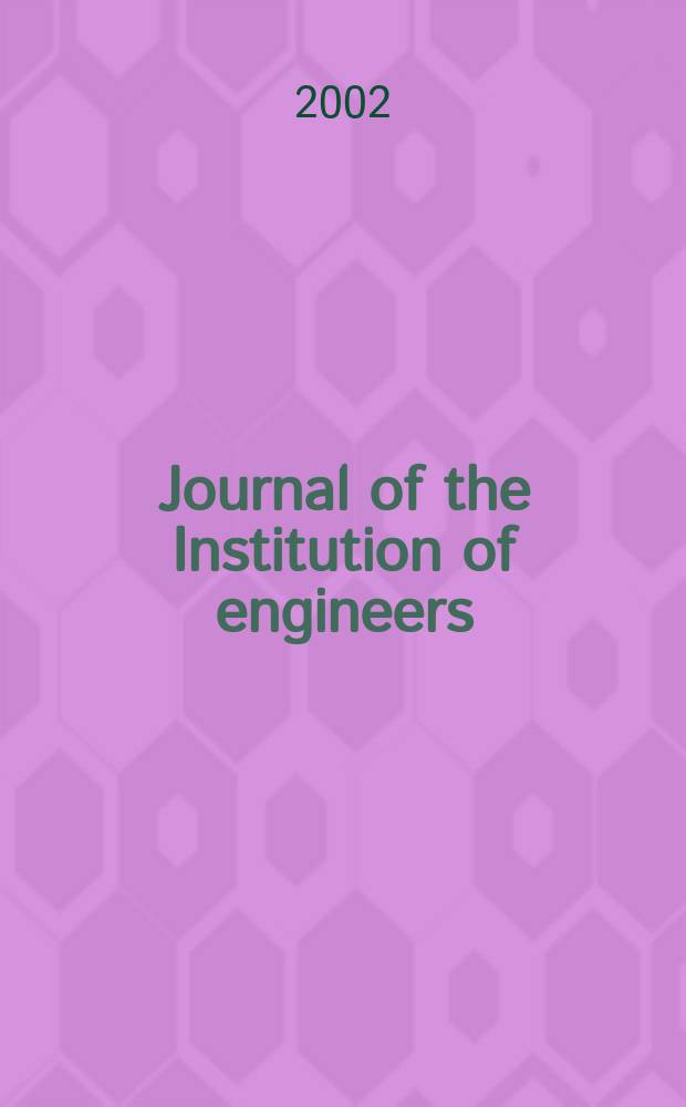 Journal of the Institution of engineers (India). Vol.83, April