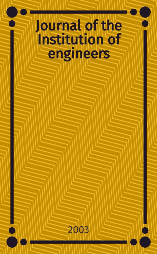 Journal of the Institution of engineers (India). Vol.83, March