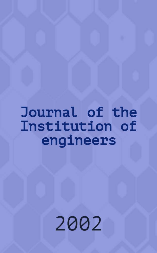 Journal of the Institution of engineers (India). Vol.83, September