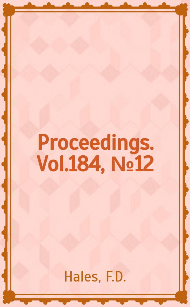Proceedings. Vol.184, №12 : Vehicle handling qualities