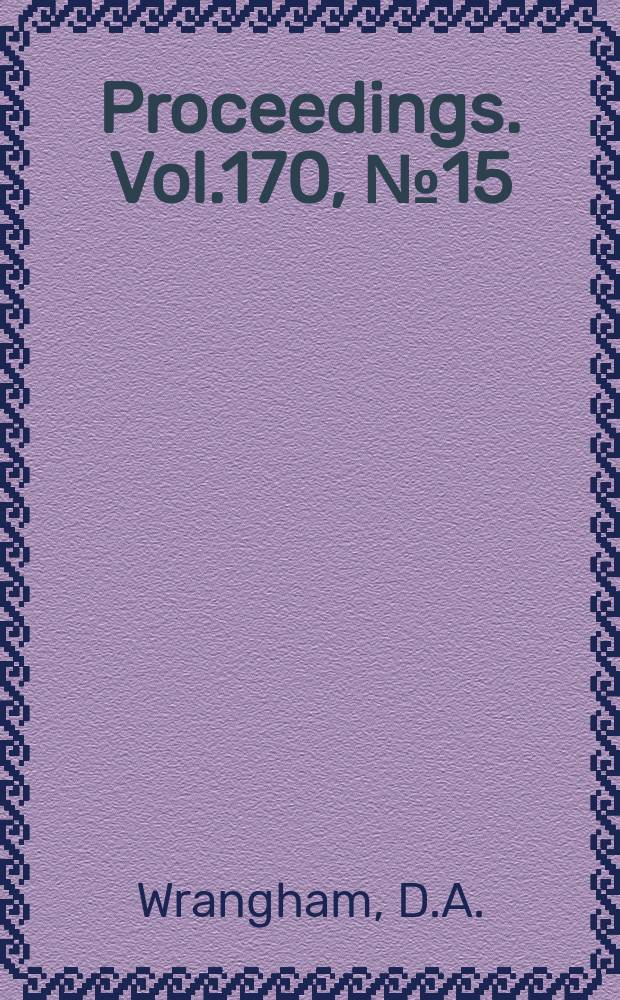 Proceedings. Vol.170, №15 : Sandwich courses