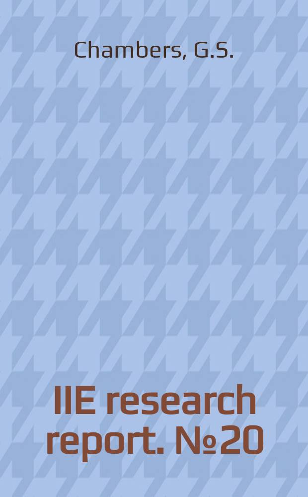 IIE research report. №20 : Japan-United States...