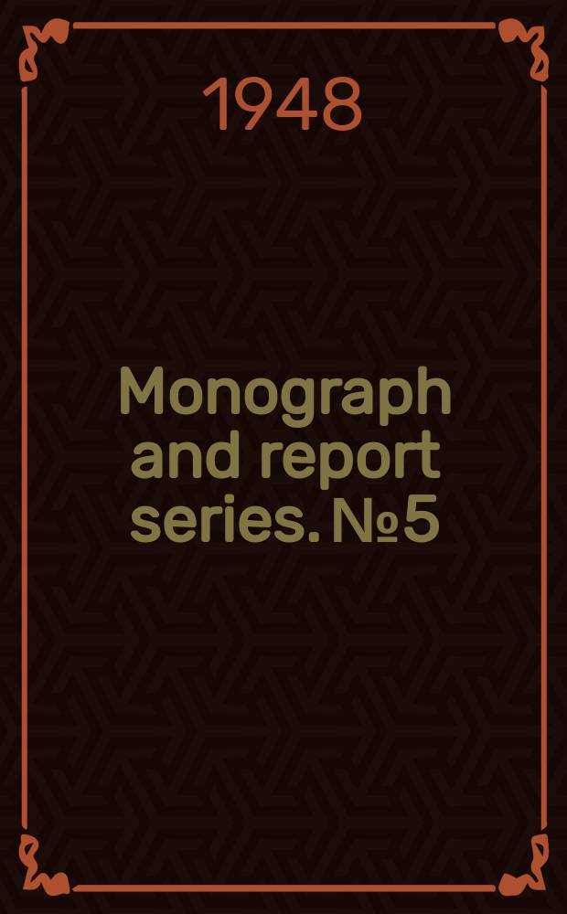 Monograph and report series. №5 : Symposium on internal stresses in metals and alloys