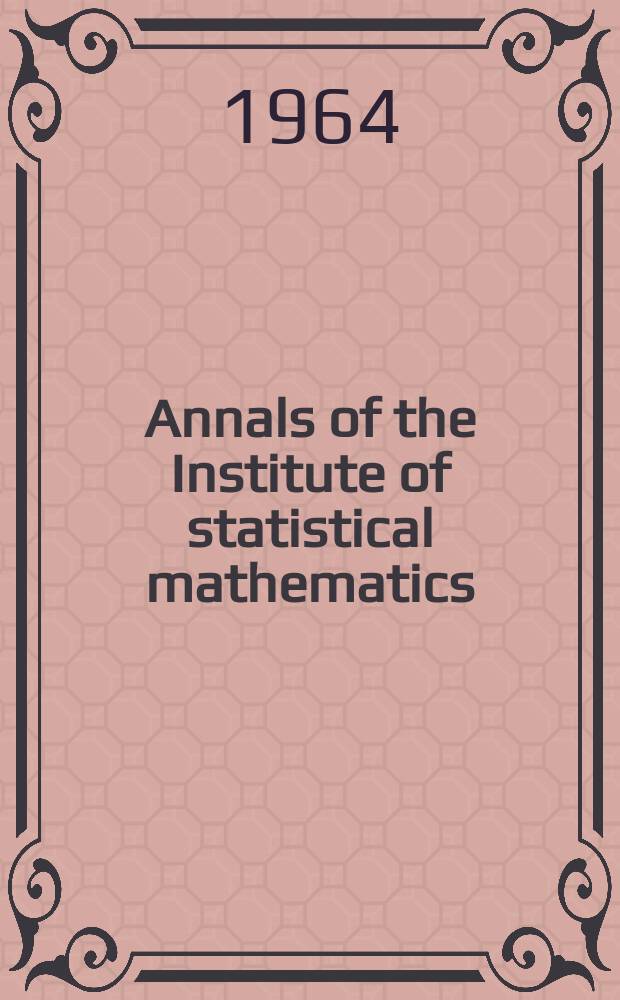 Annals of the Institute of statistical mathematics