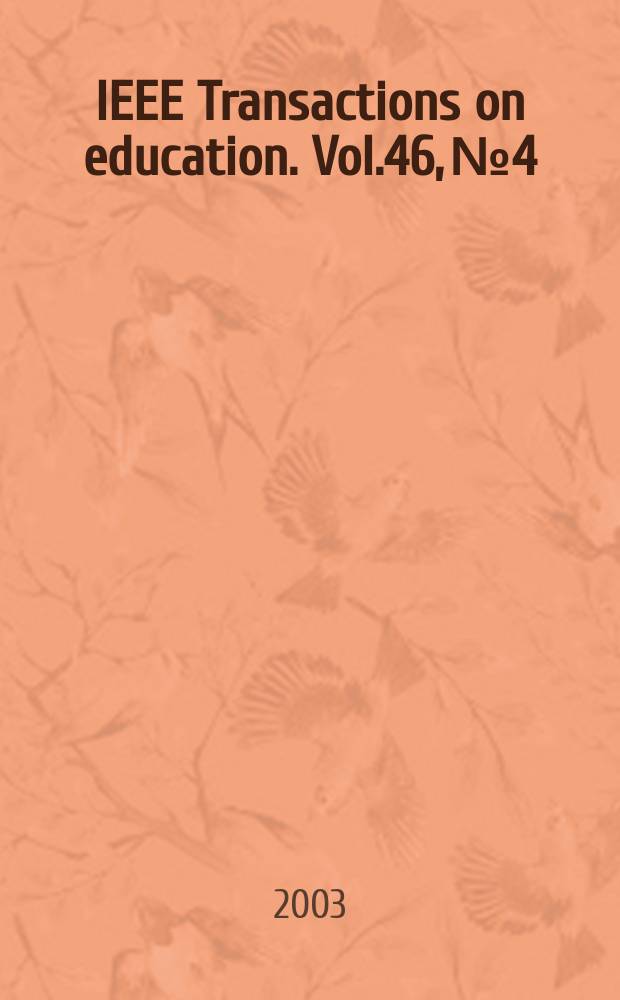 IEEE Transactions on education. Vol.46, №4