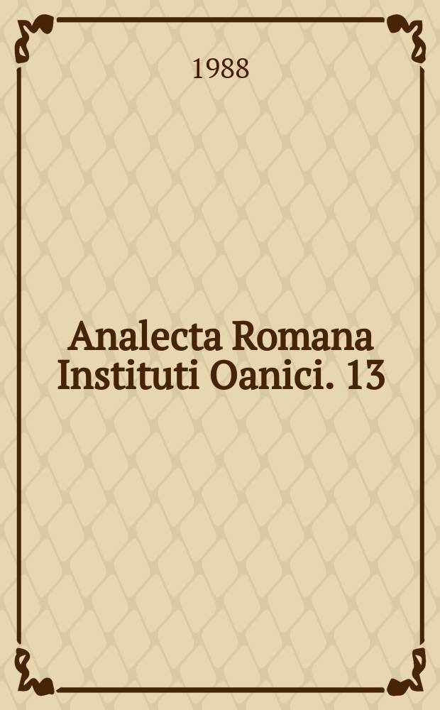 Analecta Romana Instituti Oanici. 13 : teatri greci e teatri ispirati all´architettura greca