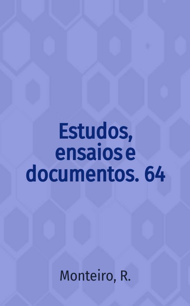 Estudos, ensaios e documentos. 64 : Estudos de hidrobiologia no Ultramar Português. (Moçambique)
