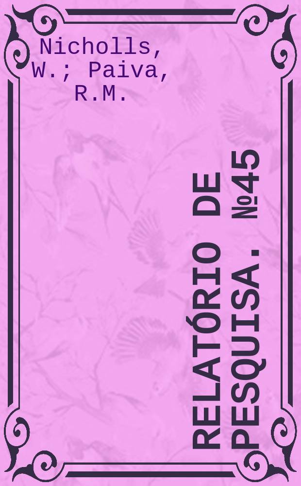 Relatório de pesquisa. №45 : Mudanças na estrutura ...