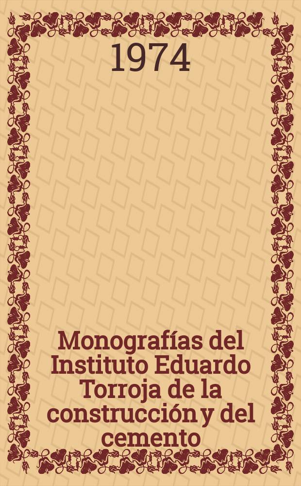 Monografías del Instituto Eduardo Torroja de la construcción y del cemento : Métodos de análisis del hormigón fresco