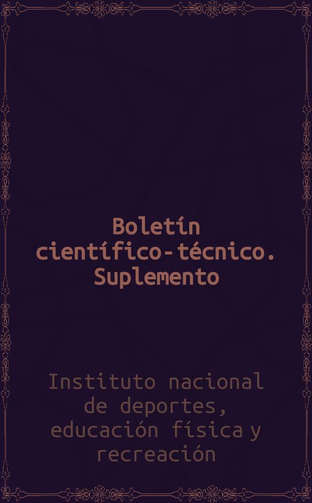 Boletín científico-técnico. Suplemento