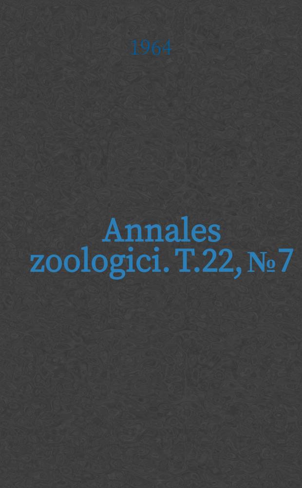 Annales zoologici. T.22, №7 : Revision der Gattungen Tripyla Bastian und Paratripyla gen. n. (Nematoda, Tripylidae)