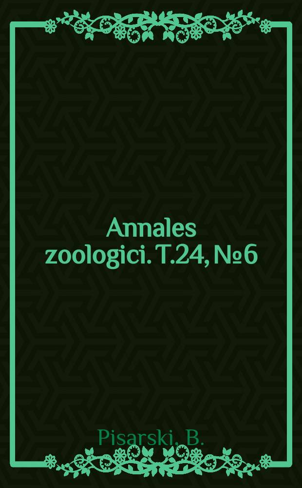 Annales zoologici. T.24, №6 : Fourmis (Hymenoptera Formicidae) d'Afghanistan récoltées