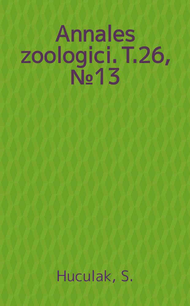 Annales zoologici. T.26, №13 : Eine neue Art der Gattung Aphis L. (Homoptera, Aphididae) an Knautia arvensis (L.) Coult. aus Polen