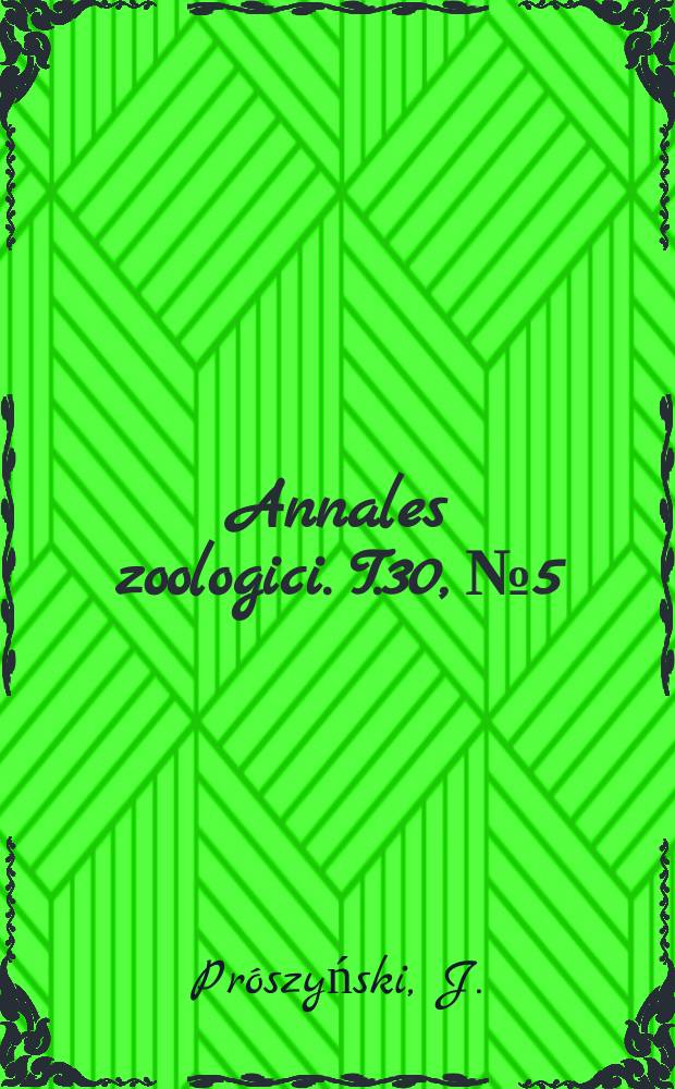 Annales zoologici. T.30, №5 : Systematic studies on East Palaearctic Salticidae