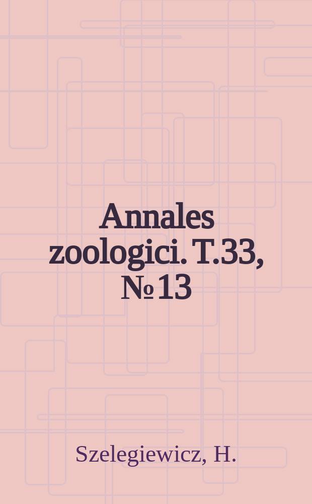 Annales zoologici. T.33, №13 : Aphid species...