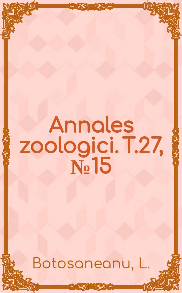 Annales zoologici. T.27, №15 : Trichoptères de la République Démocratique-Populaire de la Corée
