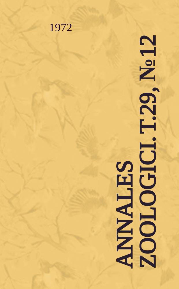 Annales zoologici. T.29, №12 : Remarks on some new and more interesting tropical Histeridae...