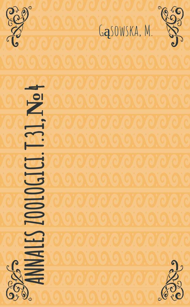 Annales zoologici. T.31, №4 : Biometric and ecological studies...