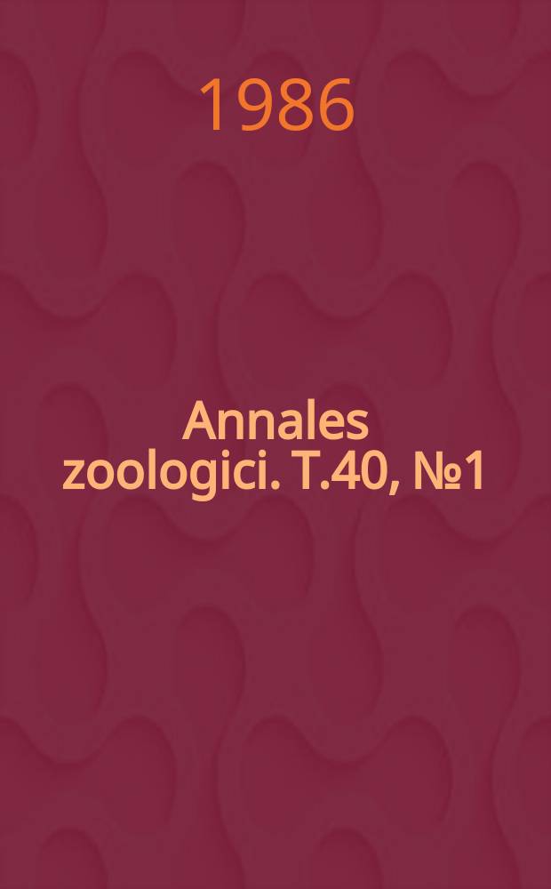 Annales zoologici. T.40, №1 : Revision of the genus Heliophanus...