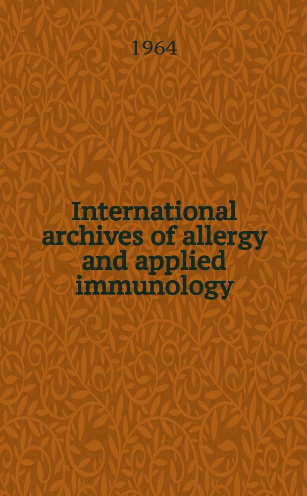 International archives of allergy and applied immunology : Official organ of the international assoc. of allergists. Vol.25, №1