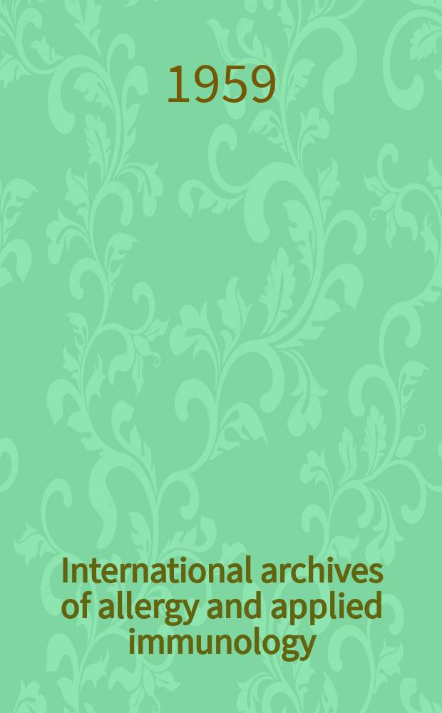 International archives of allergy and applied immunology : Official organ of the international assoc. of allergists. Vol.15, №5