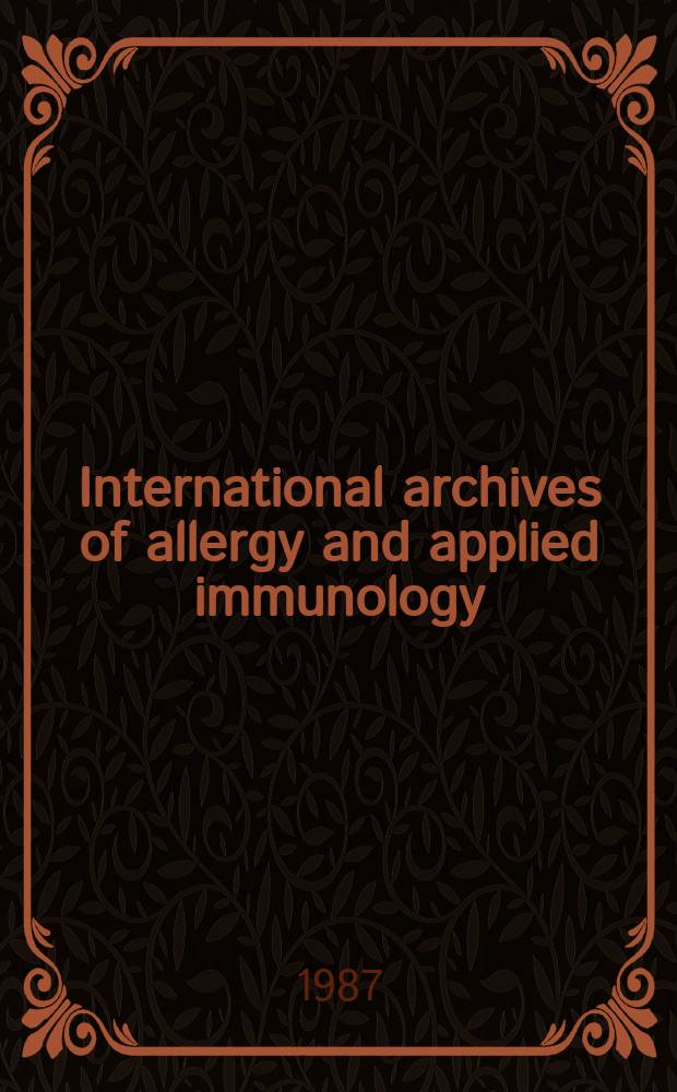 International archives of allergy and applied immunology : Official organ of the international assoc. of allergists. Vol.83, №1