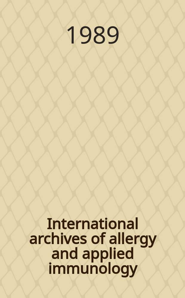 International archives of allergy and applied immunology : Official organ of the international assoc. of allergists. Vol.90, №4
