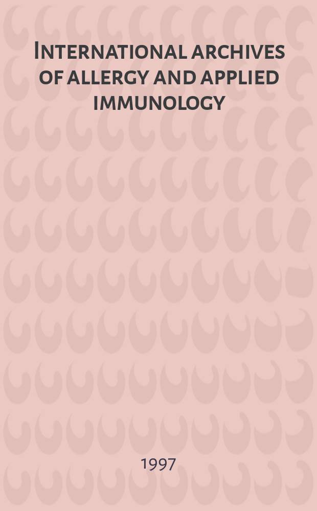 International archives of allergy and applied immunology : Official organ of the international assoc. of allergists. Vol.114, №1