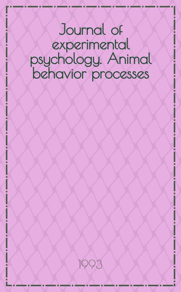 Journal of experimental psychology. Animal behavior processes