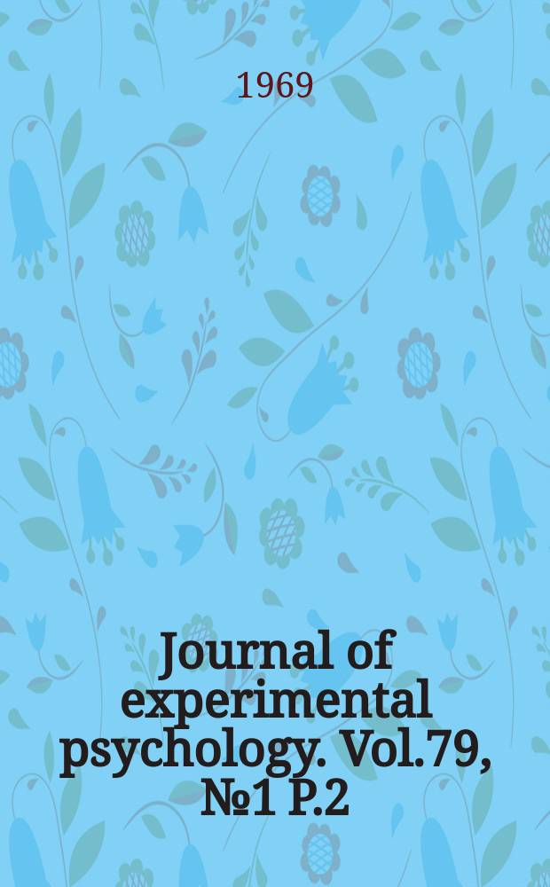 Journal of experimental psychology. Vol.79, №1 P.2 : Retention of visual and name codec of single letters