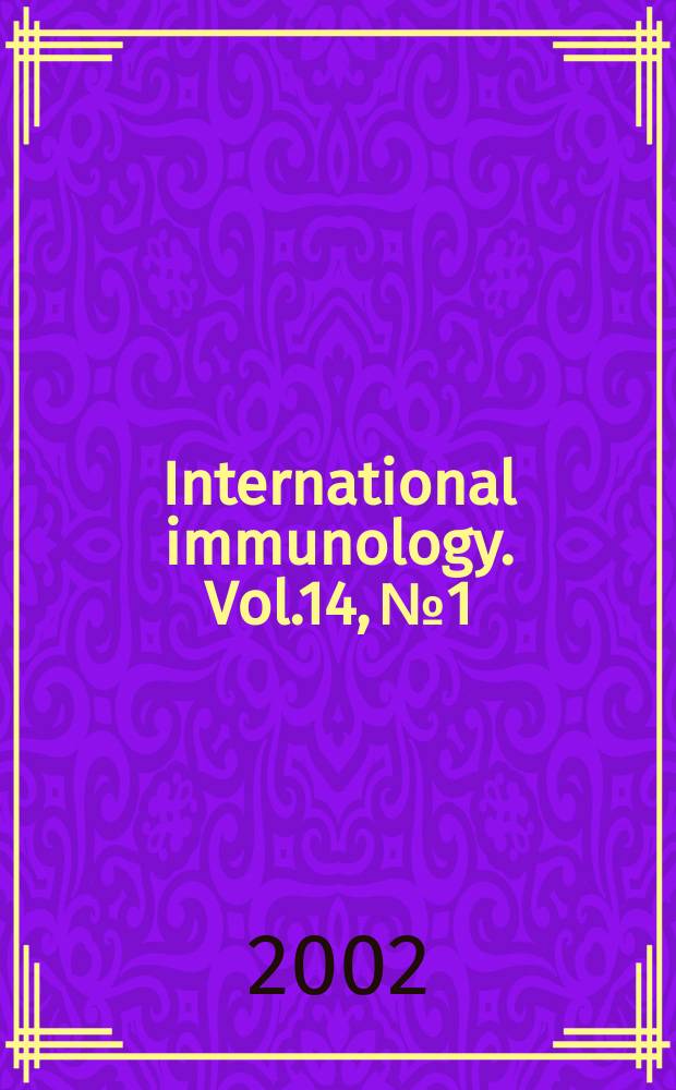 International immunology. Vol.14, №1