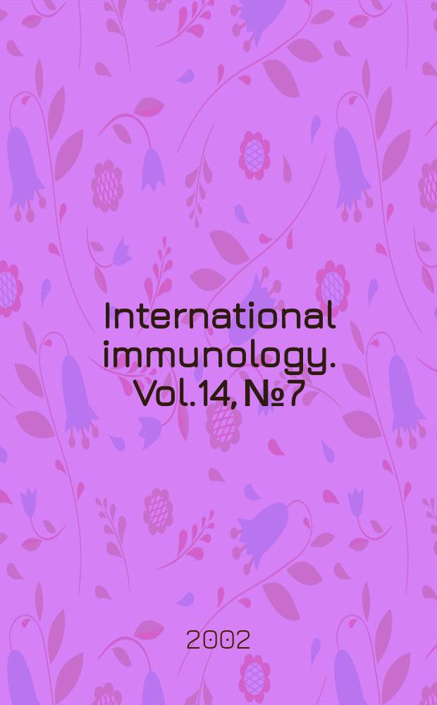 International immunology. Vol.14, №7