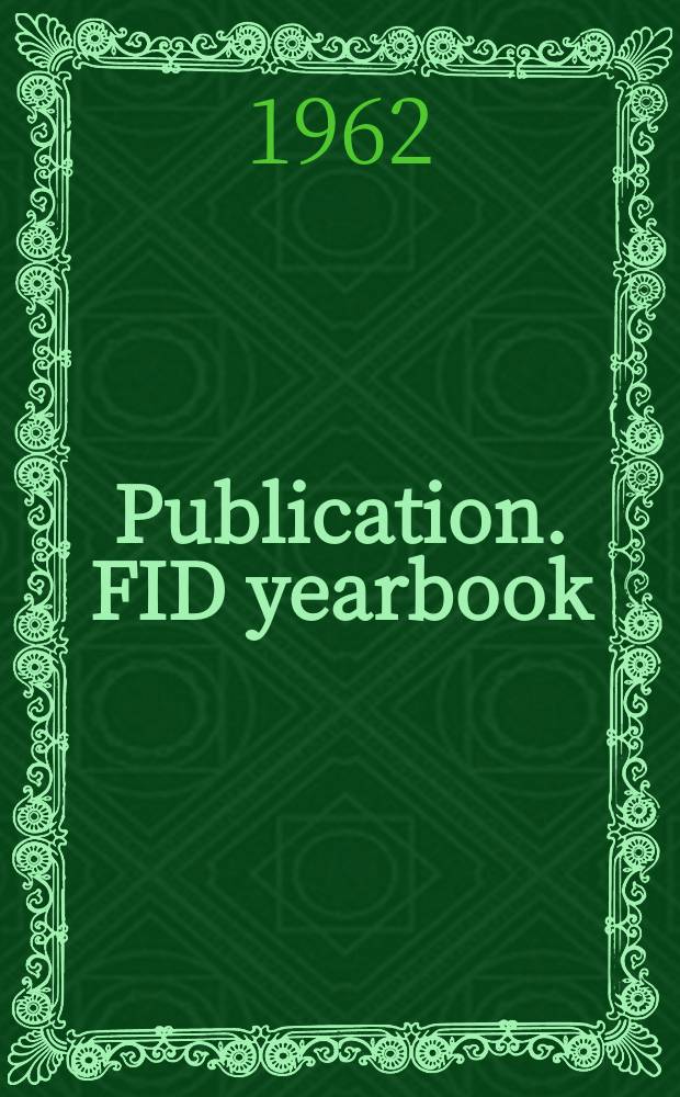 Publication. FID yearbook