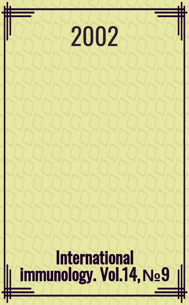International immunology. Vol.14, №9