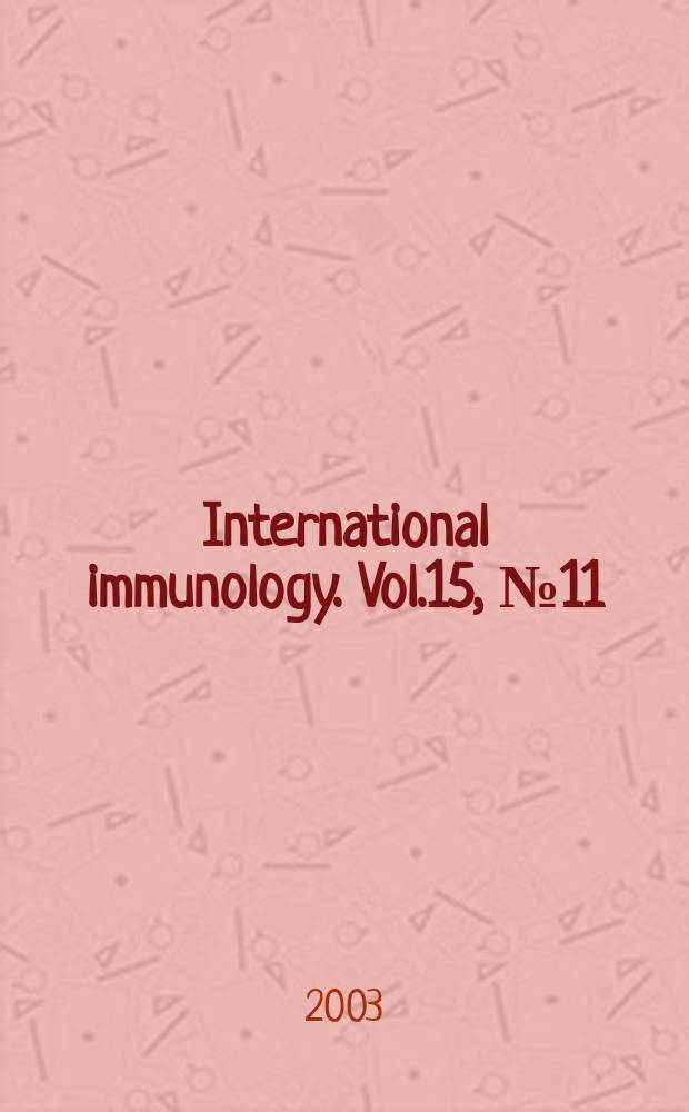 International immunology. Vol.15, №11