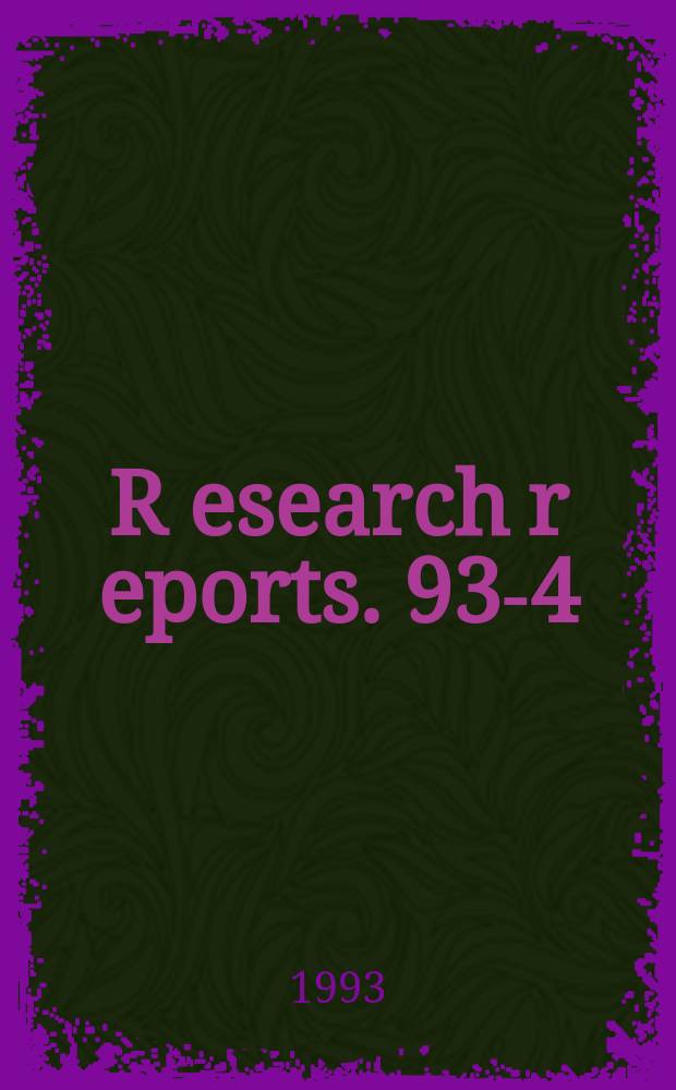 R[esearch] r[eports]. 93-4 : Transboundary air pollution in Europe