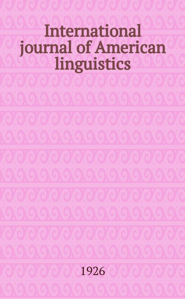 International journal of American linguistics