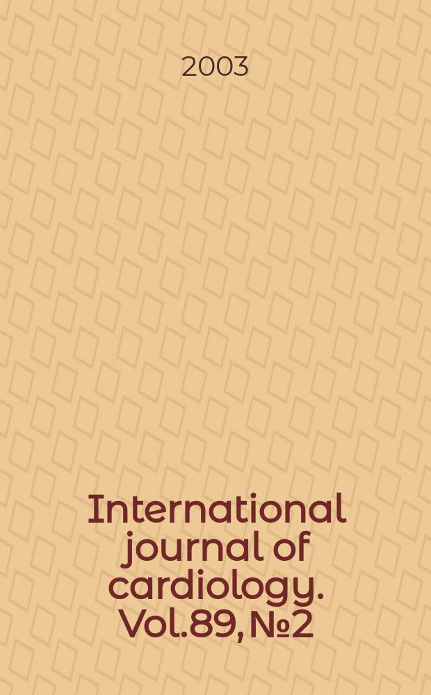 International journal of cardiology. Vol.89, №2/3