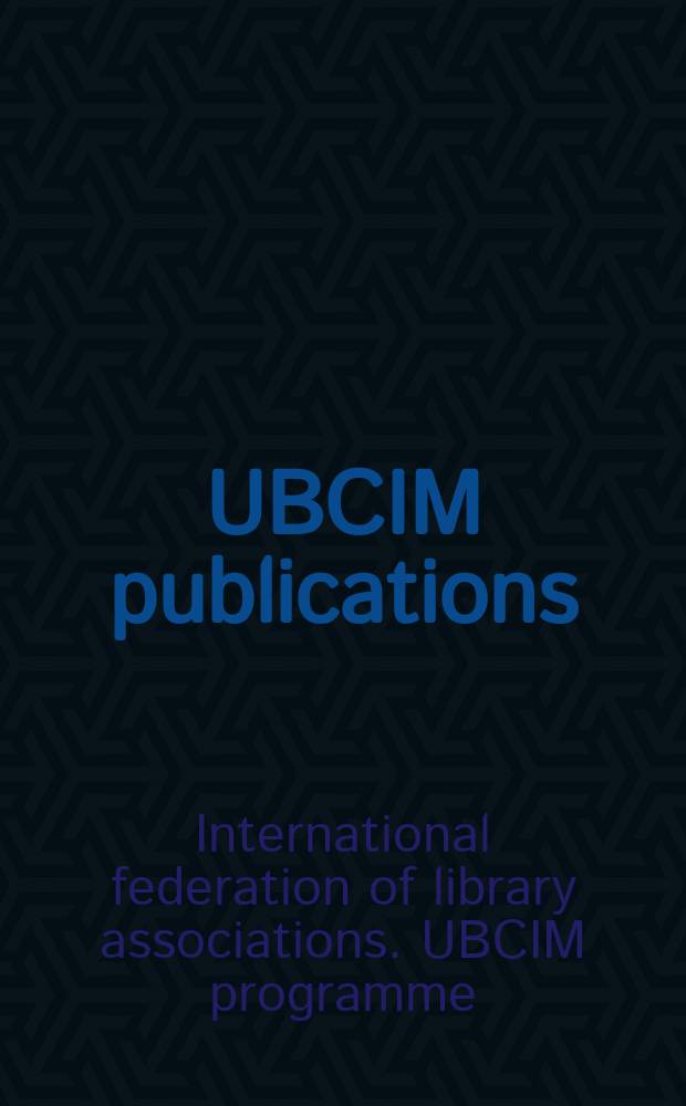 UBCIM publications