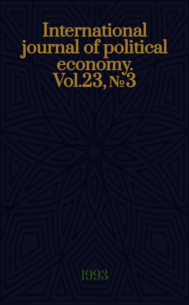 International journal of political economy. Vol.23, №3 : Unemployment in Western Europe