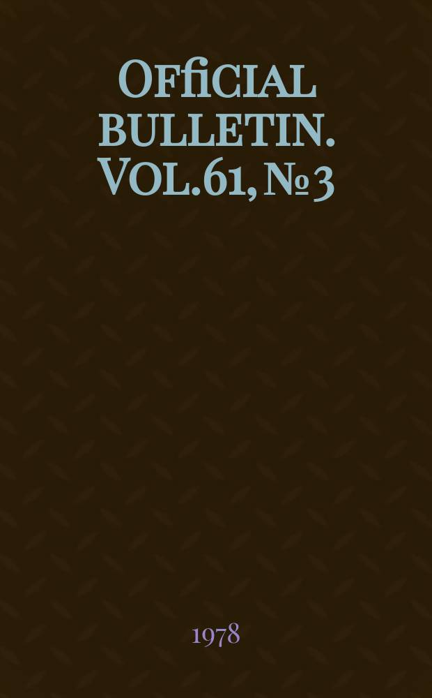 Official bulletin. Vol.61, №3