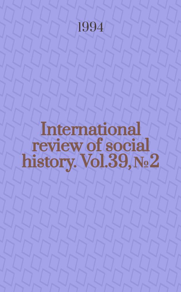 International review of social history. Vol.39, №2