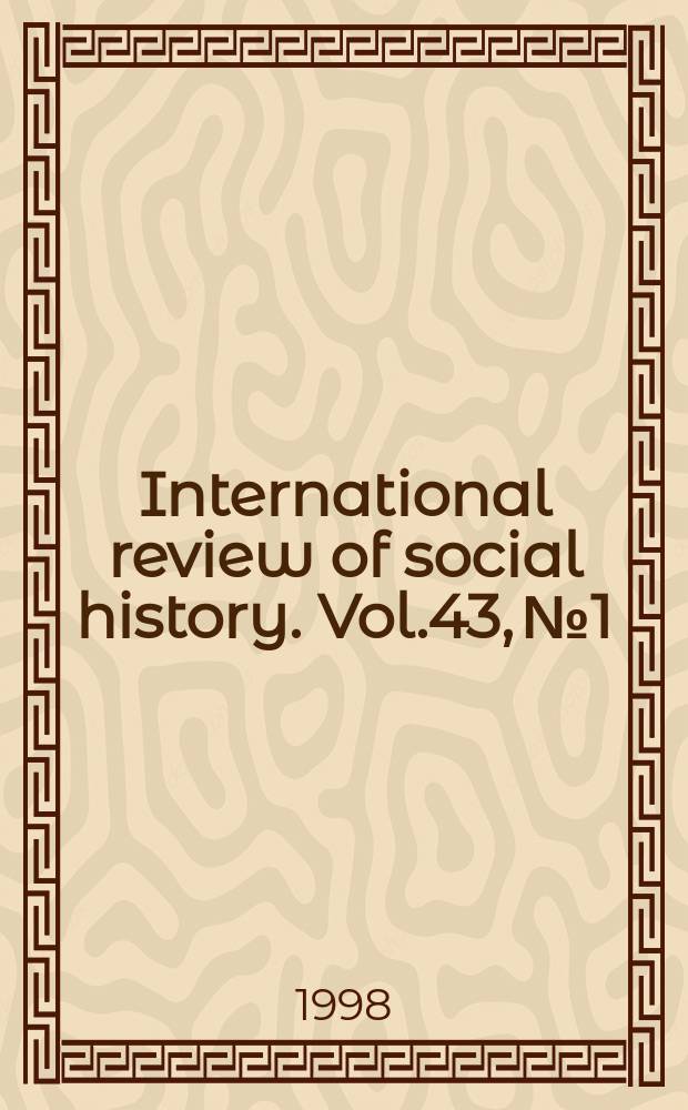 International review of social history. Vol.43, №1