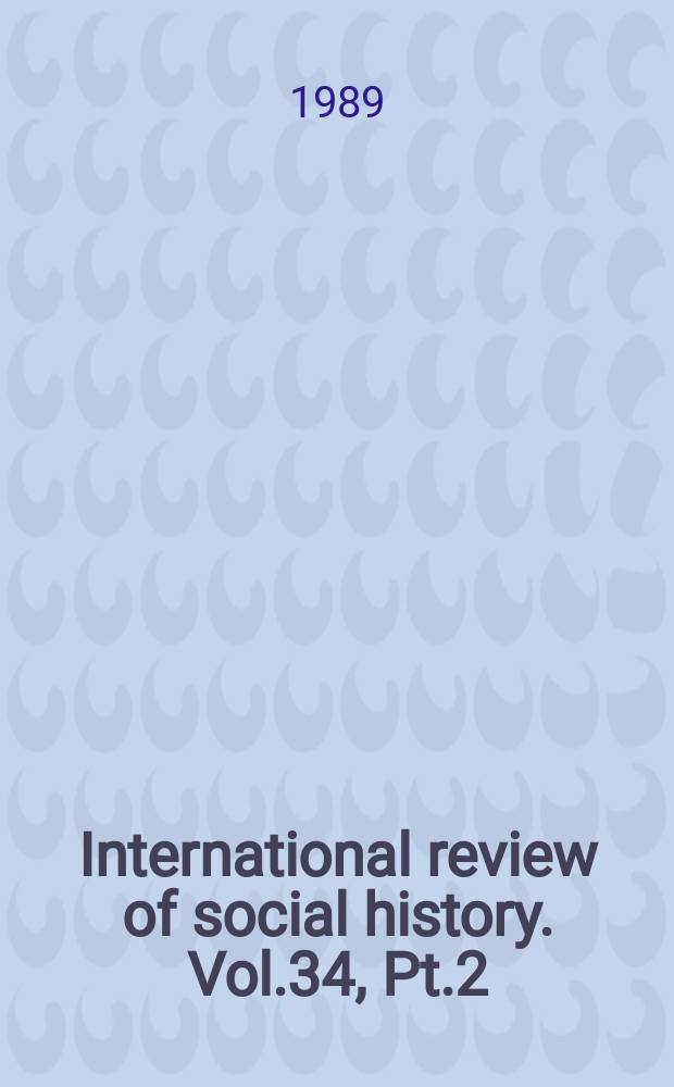 International review of social history. Vol.34, Pt.2