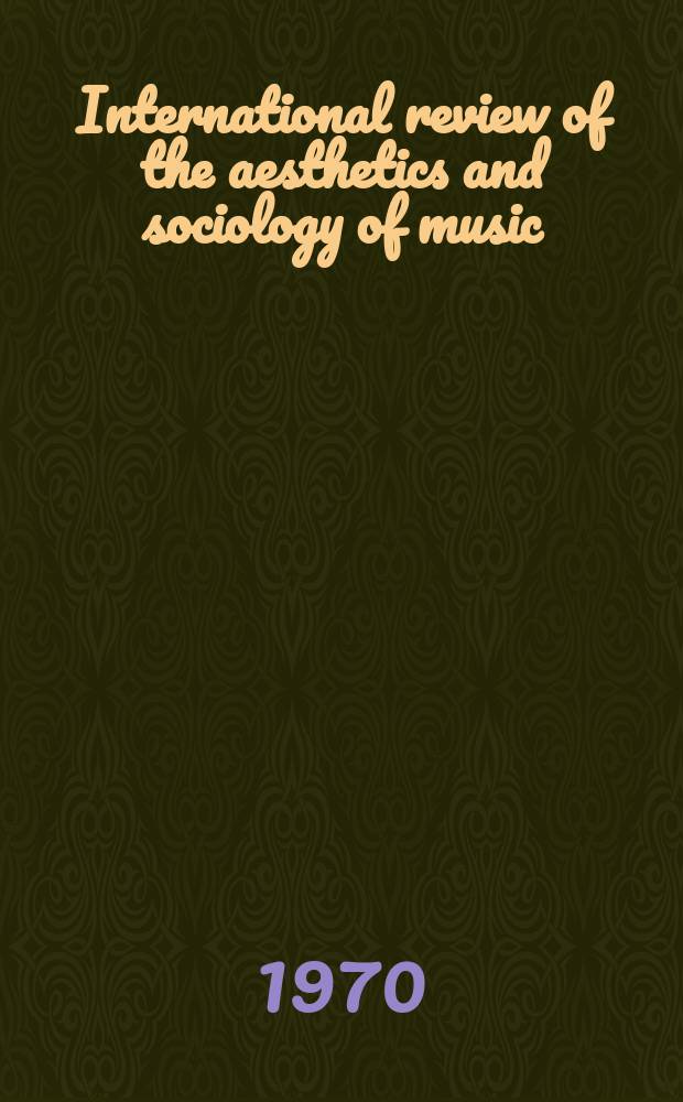 International review of the aesthetics and sociology of music