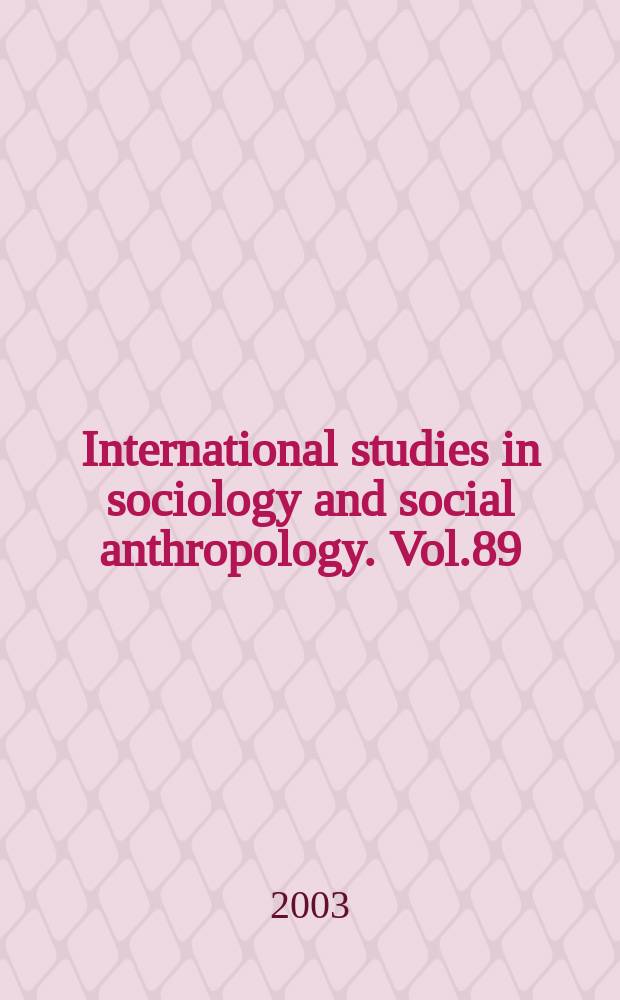 International studies in sociology and social anthropology. Vol.89 : Human values and social change