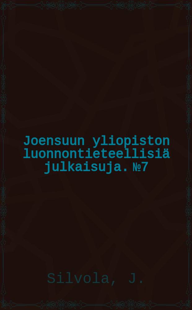 Joensuun yliopiston luonnontieteellisiä julkaisuja. №7 : Photosynthesis, respiration and peat ...