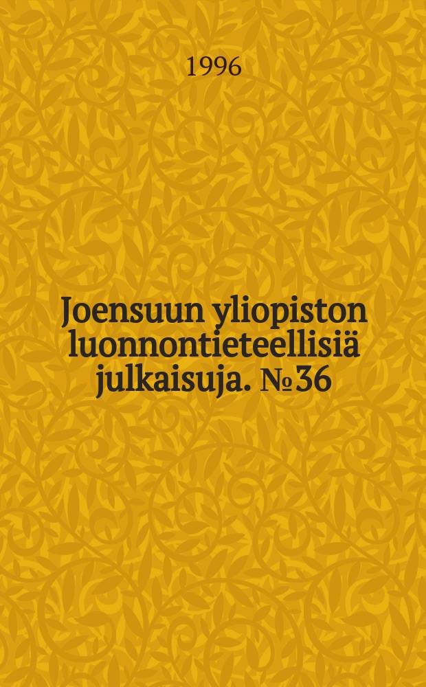 Joensuun yliopiston luonnontieteellisiä julkaisuja. №36 : A community view of disturbance ...
