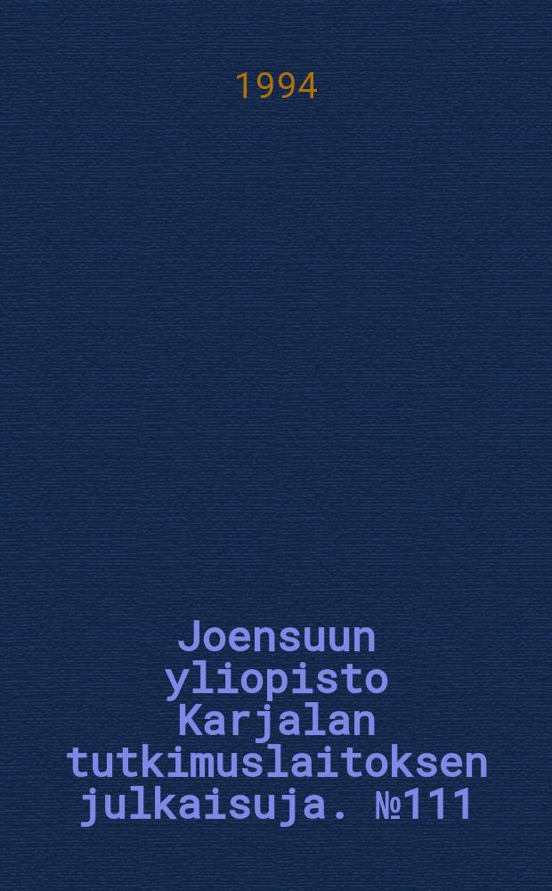 Joensuun yliopisto Karjalan tutkimuslaitoksen julkaisuja. №111 : Report on Lake Ladoga research in 1991-1993